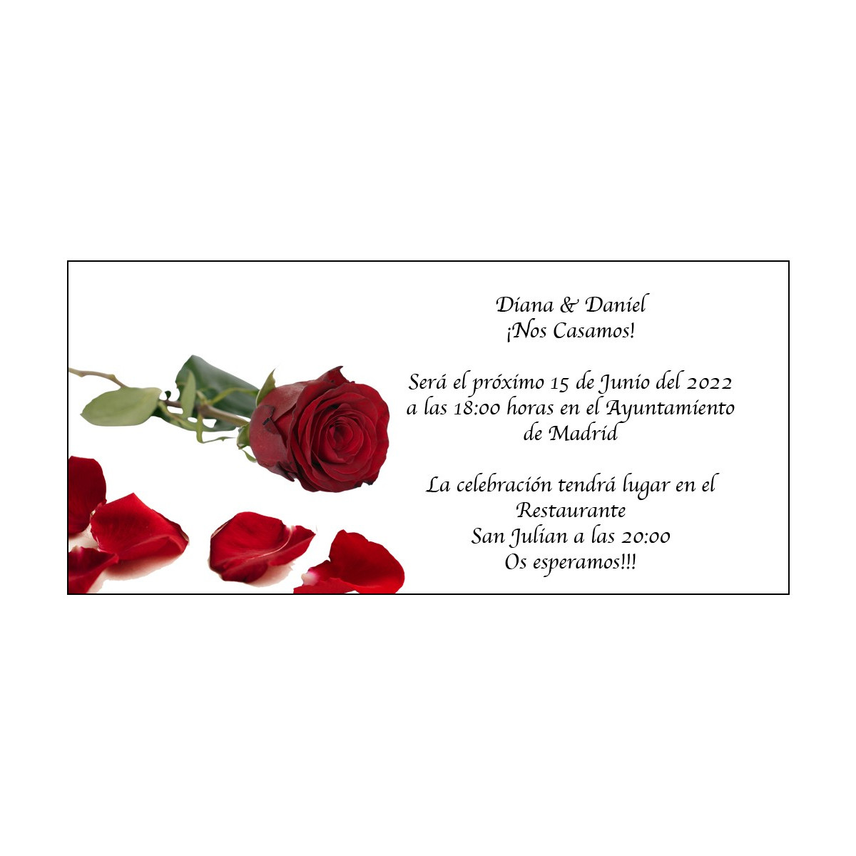 Invitaciones de boda flor rosa
