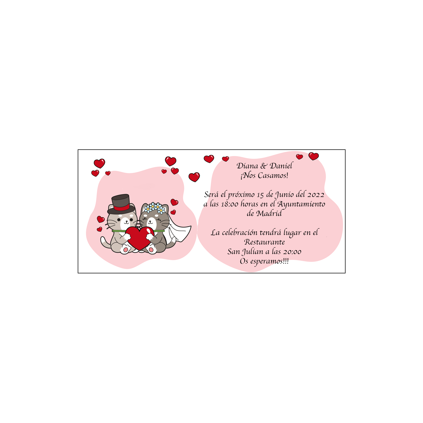 Invitaciones para bodas gatos