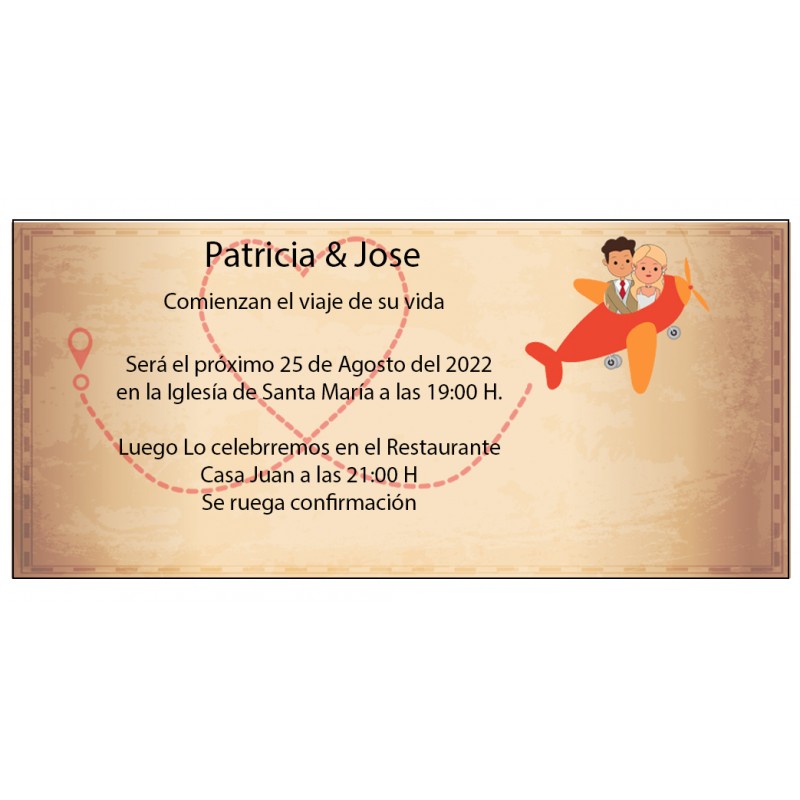 Invitaciones de boda novios viajeros