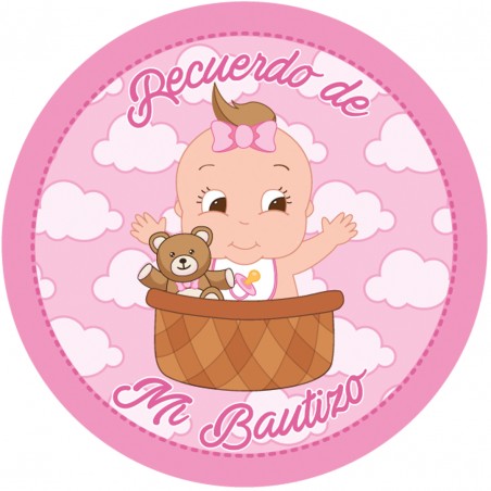Monedero blanco con adhesivo de bautizo personalizado