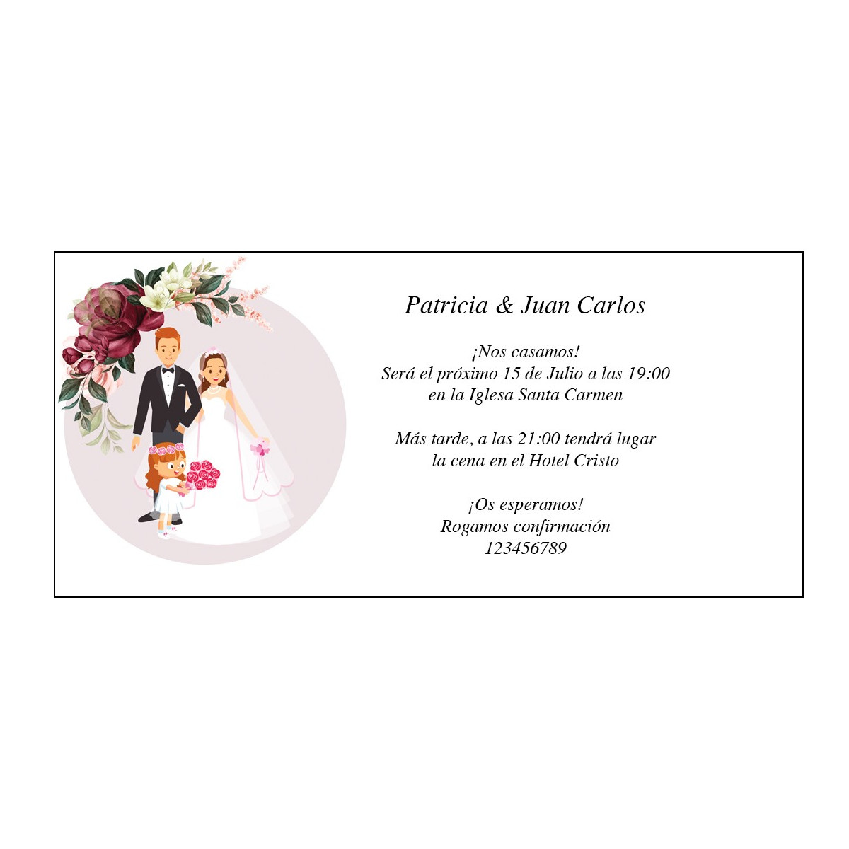 Invitaciones de boda económicas con hija