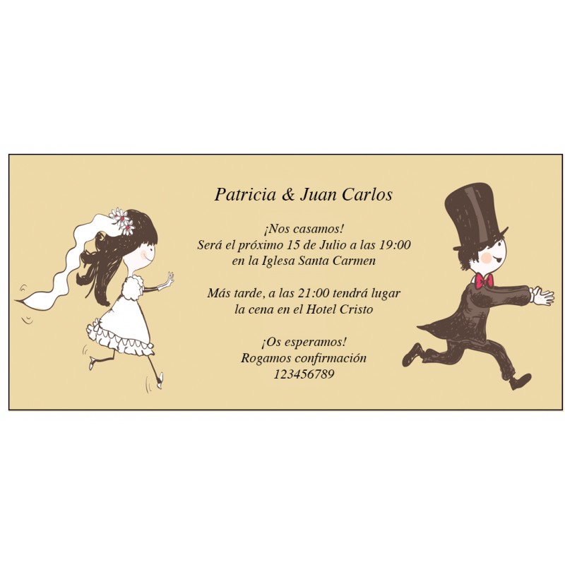 Invitaciones De Boda Graciosas Con Novios Corriendo Invitaciones De Boda Graciosas Con Novios Corriendo