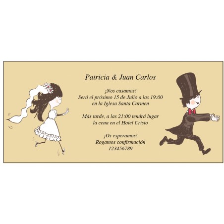 Invitaciones De Boda Graciosas Con Novios Corriendo