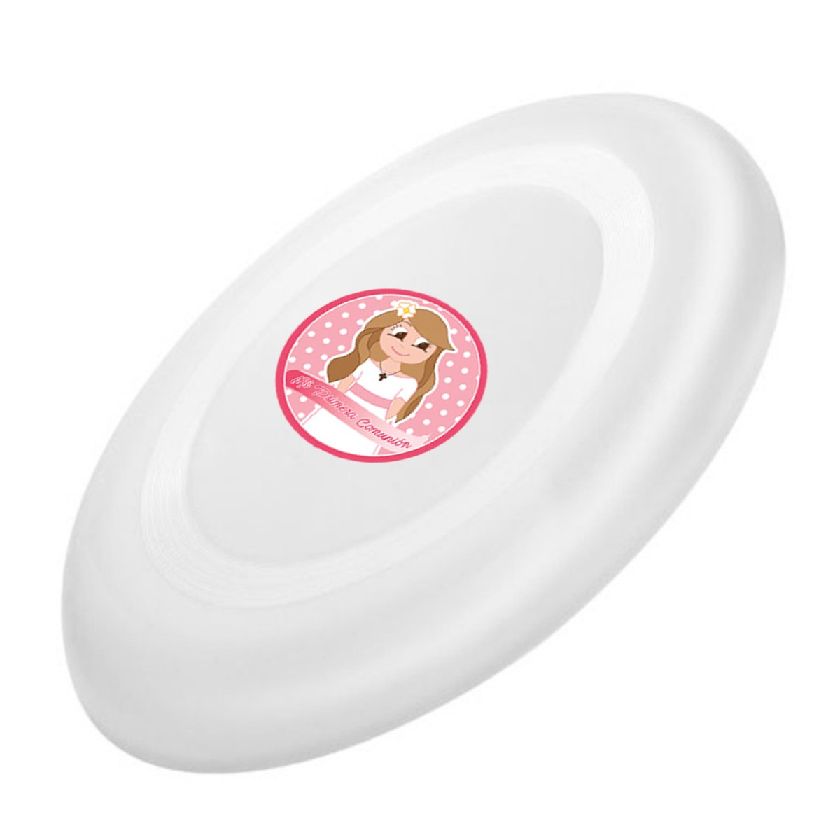 Frisbee blanco para niños con adhesivo comunión