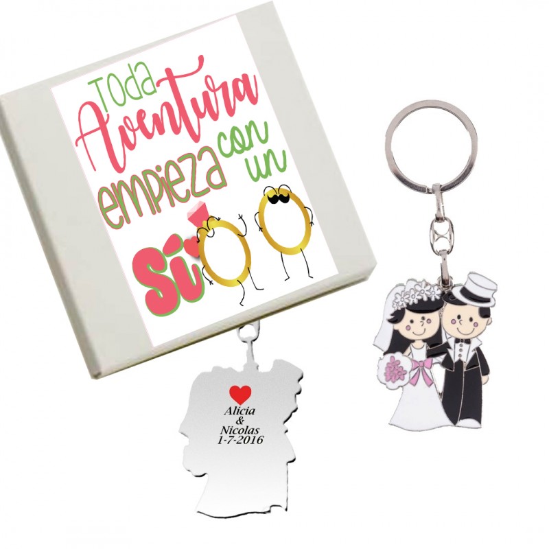 Llavero personalizado con frase boda