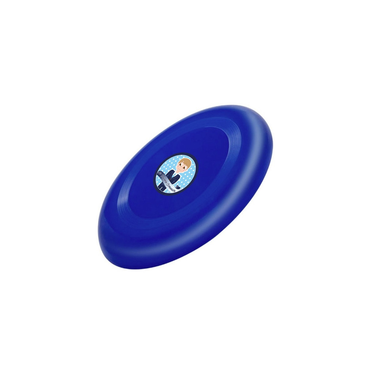 Frisbee azul para niños con adhesivo comunión