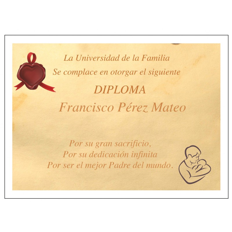 Diploma personalizado al mejor padre del mundo