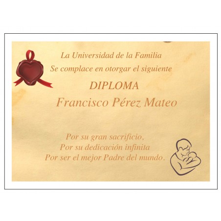 Diploma personalizado al mejor padre del mundo