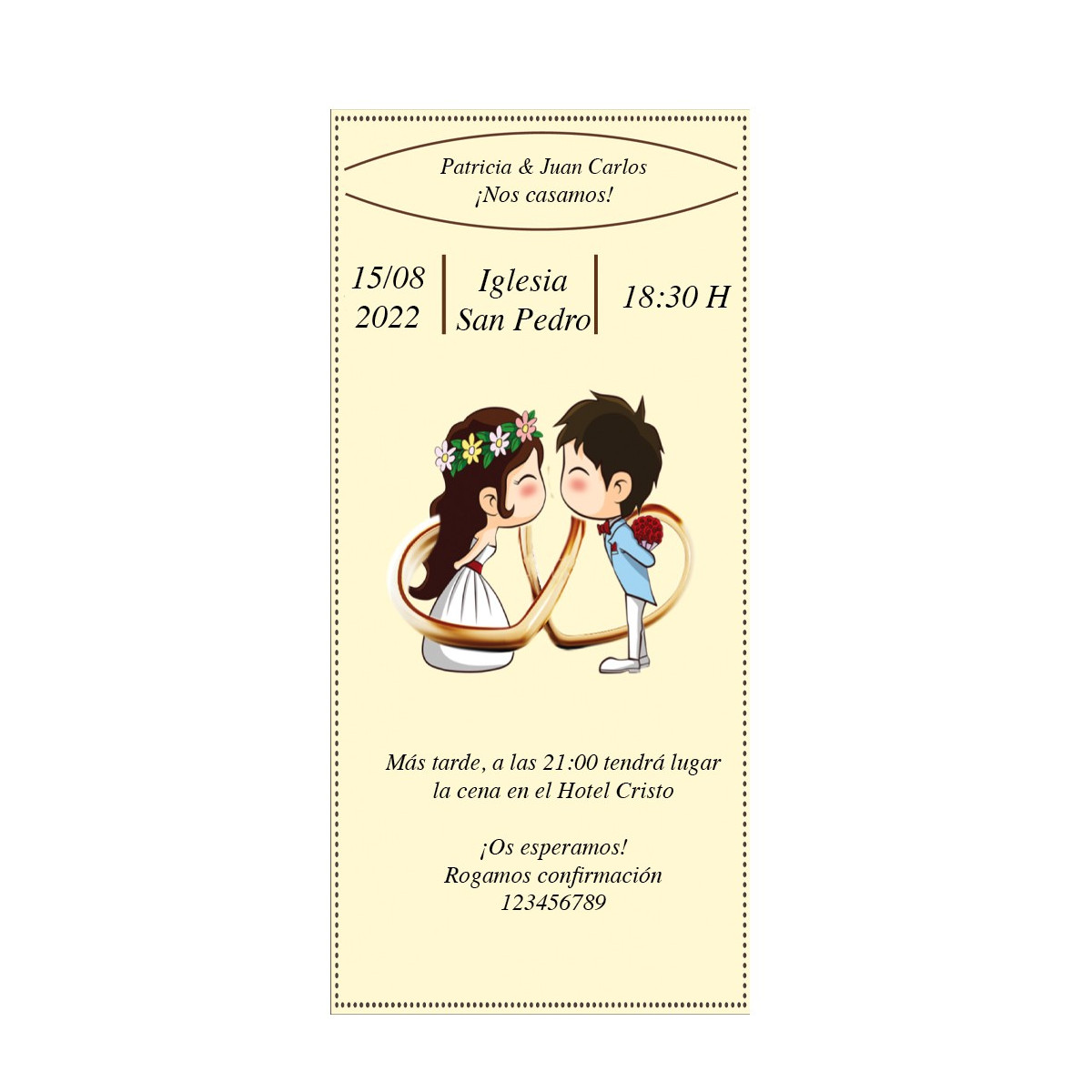 Invitación de boda novios jóvenes