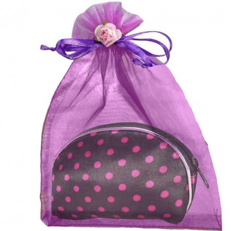 Monedero en bolsa de organza decorada con flor