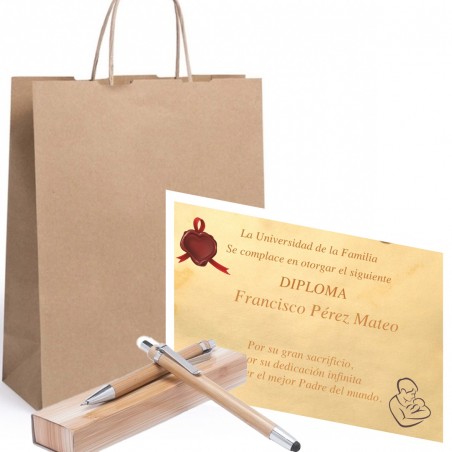 Diploma con set de bolígrafo y portaminas regalos para el día del padre a domicilio personalizada