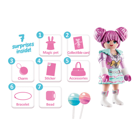 Caja sorpresa con rosalee candy world playmobil serie 1