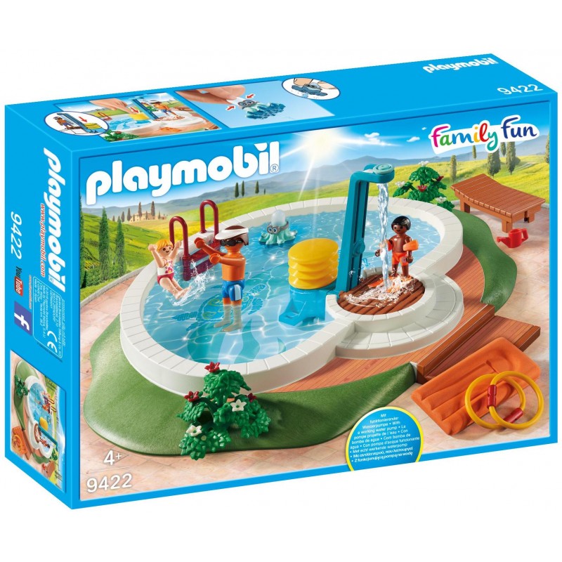 Piscina con ducha y otros accesorios de playmobil