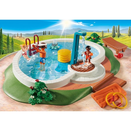 Piscina con ducha y otros accesorios de playmobil