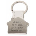 Llavero casa grabado con nombre o frase personalizado