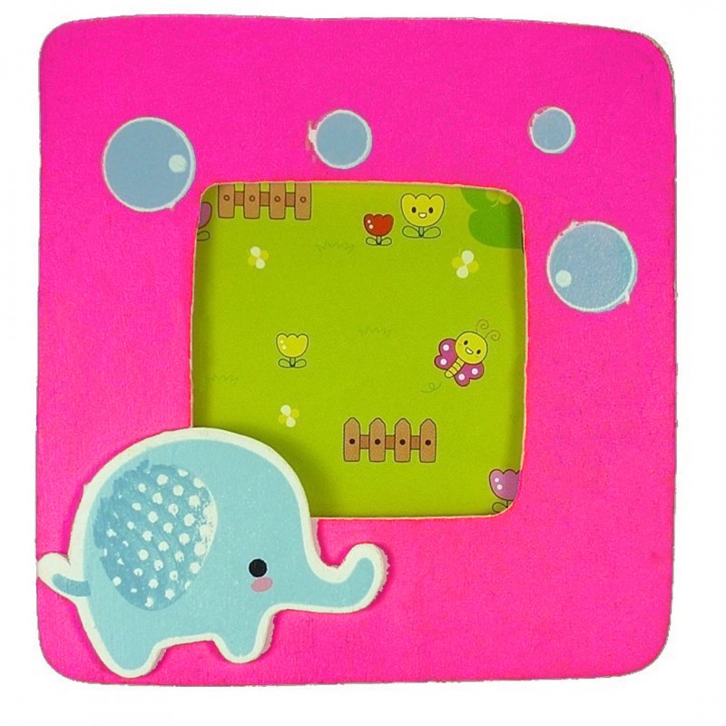 Portafotos infantil de madera con elefante Un detalle tierno y colorido para los más pequeños