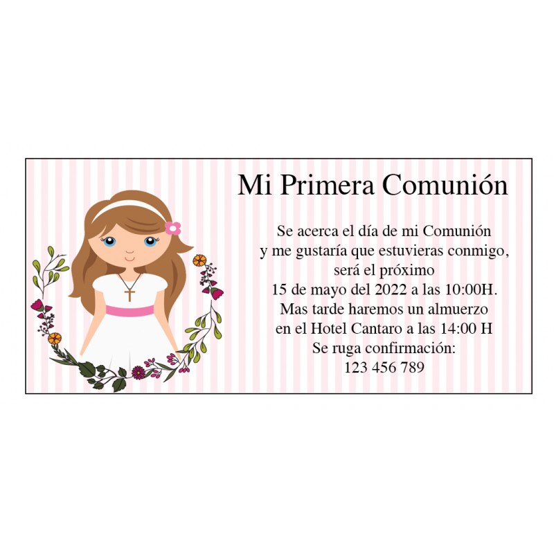 Invitaciones comunión niña personalizadas