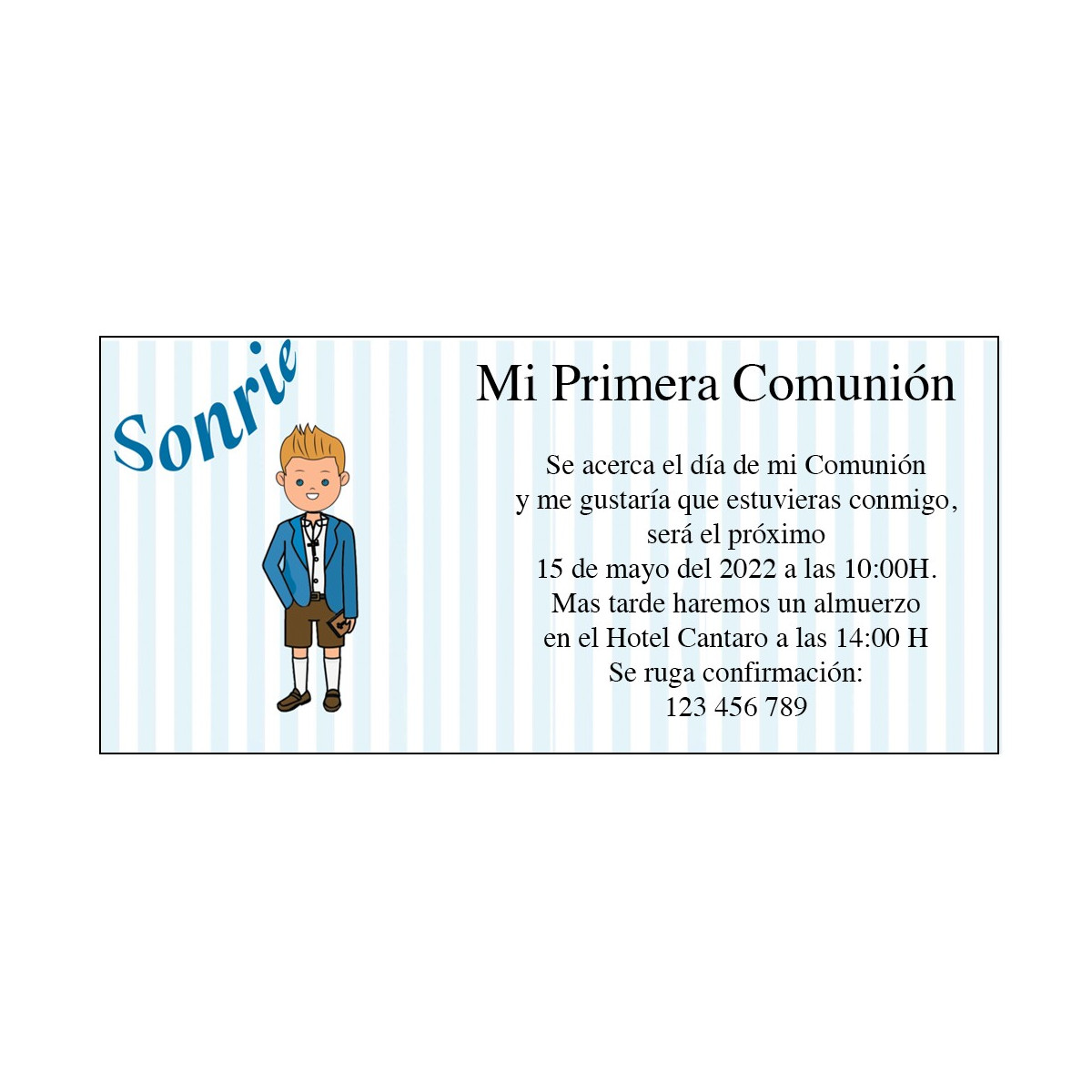 Invitación comunión niño personalizada