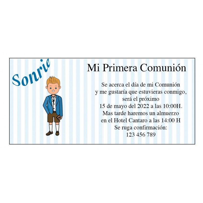 Invitación Comunión Niño Personalizada Invitación Comunión Niño Personalizada