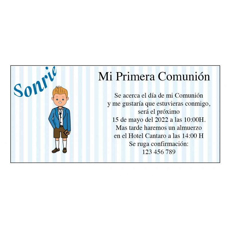 Invitación comunión niño personalizada