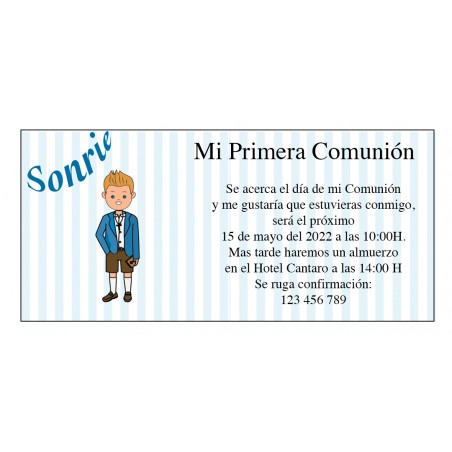 Invitación Comunión Niño Personalizada