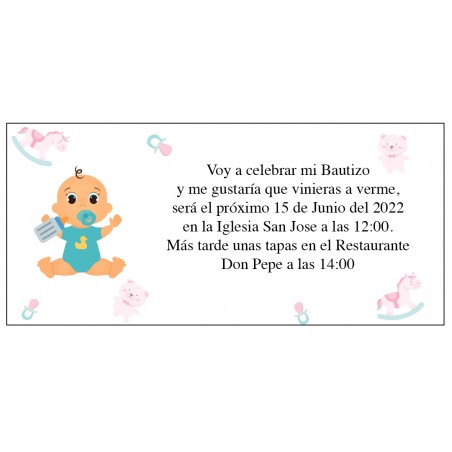 Invitaciones de bautizo personalizada niño bebé alex