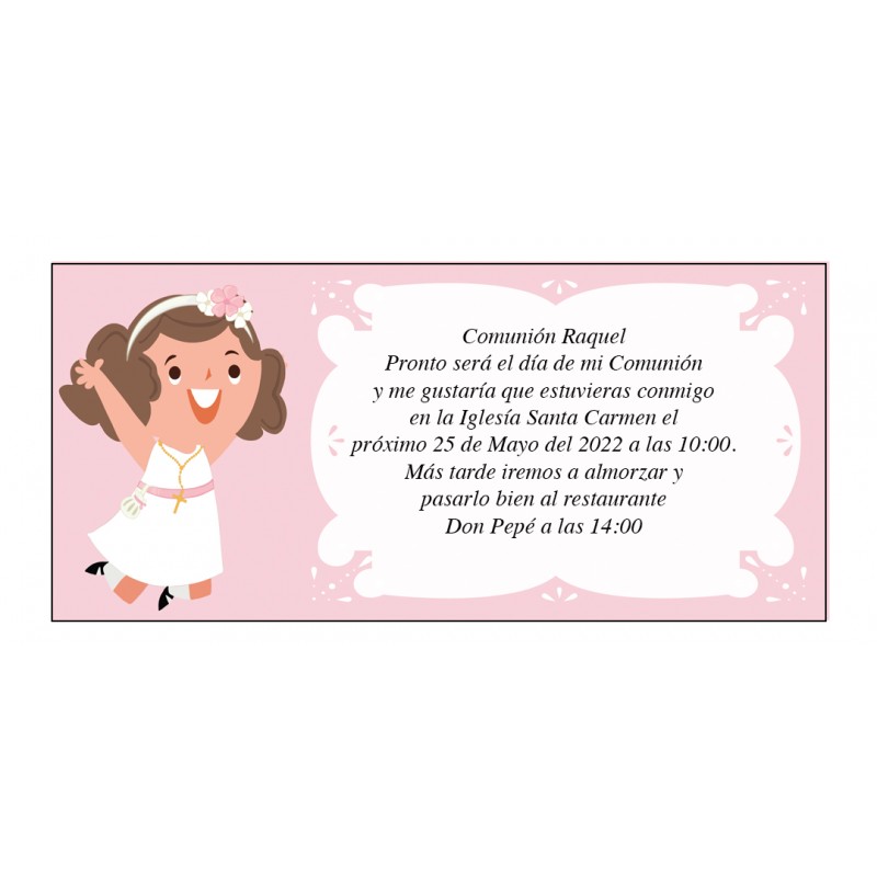 Invitación Personalizada Comunión Niña Raquel Invitación Personalizada Comunión Niña Raquel