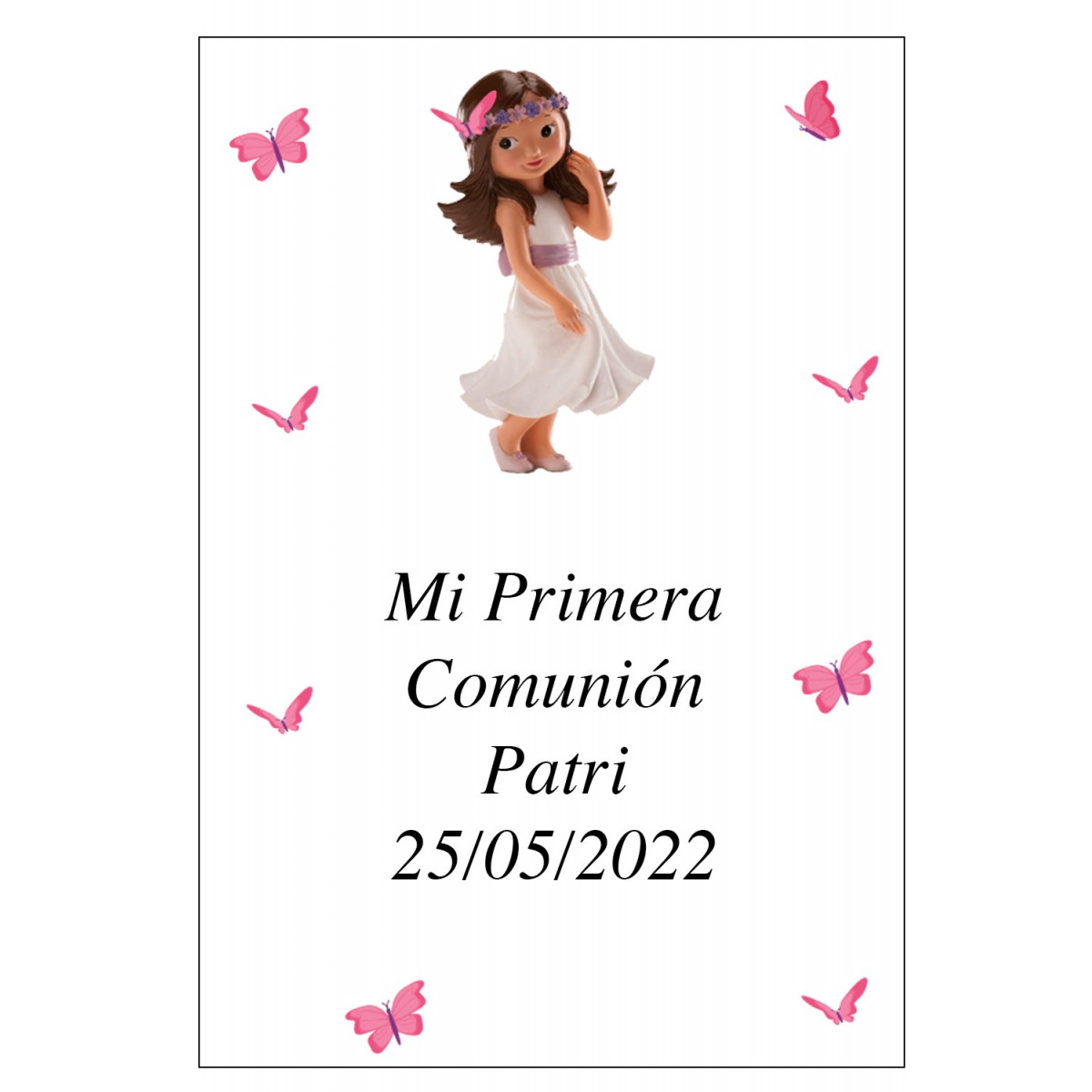 Adhesivo personalizado comunión niña