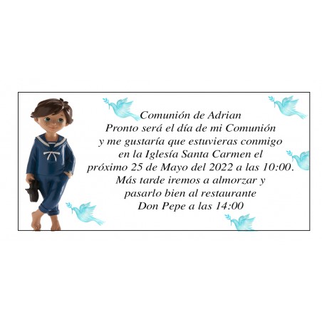 Invitación Para Primera Comunión Niño Adrian