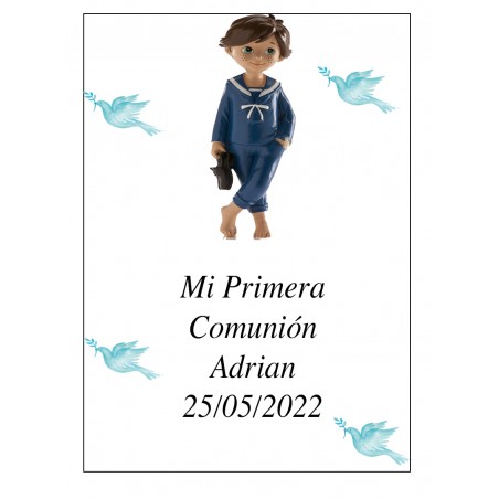 Adhesivo niño comunión adrian 7 x 5 ideal para botellas