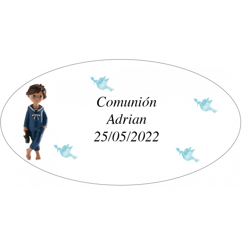 Adhesivo Ovalado Primera Comunión Niño Adrian Adhesivo Ovalado Primera Comunión Niño Adrian