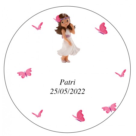 Adhesivo Niña Comunión Patri 2 Cm Transparente Tamaño Mini