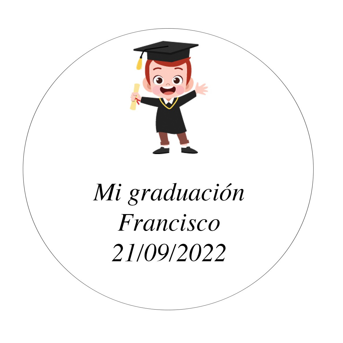 Adhesivo 5cm personalizado niño graduación