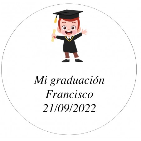 Adhesivo 5 cm personalizado niño graduación