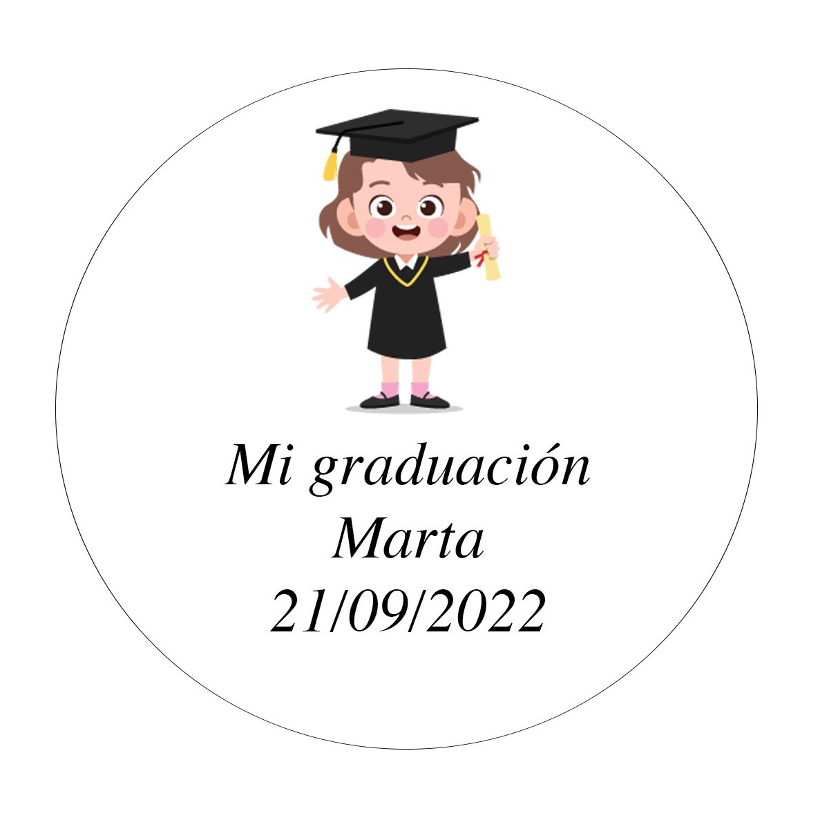 Adhesivo personalizado 5cm niña graduación
