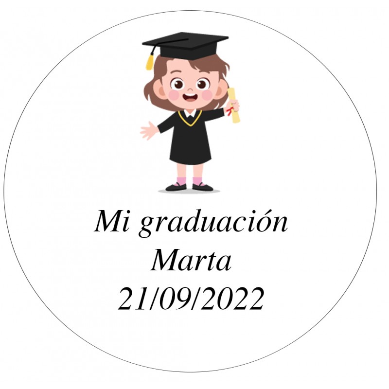 Adhesivo personalizado 5 cm niña graduación