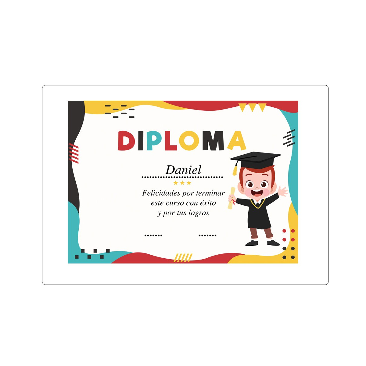 Diploma de graduación infantil personalizado