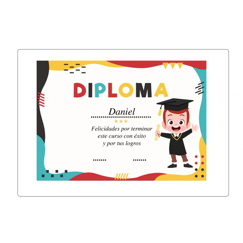 Diploma de graduación infantil personalizado