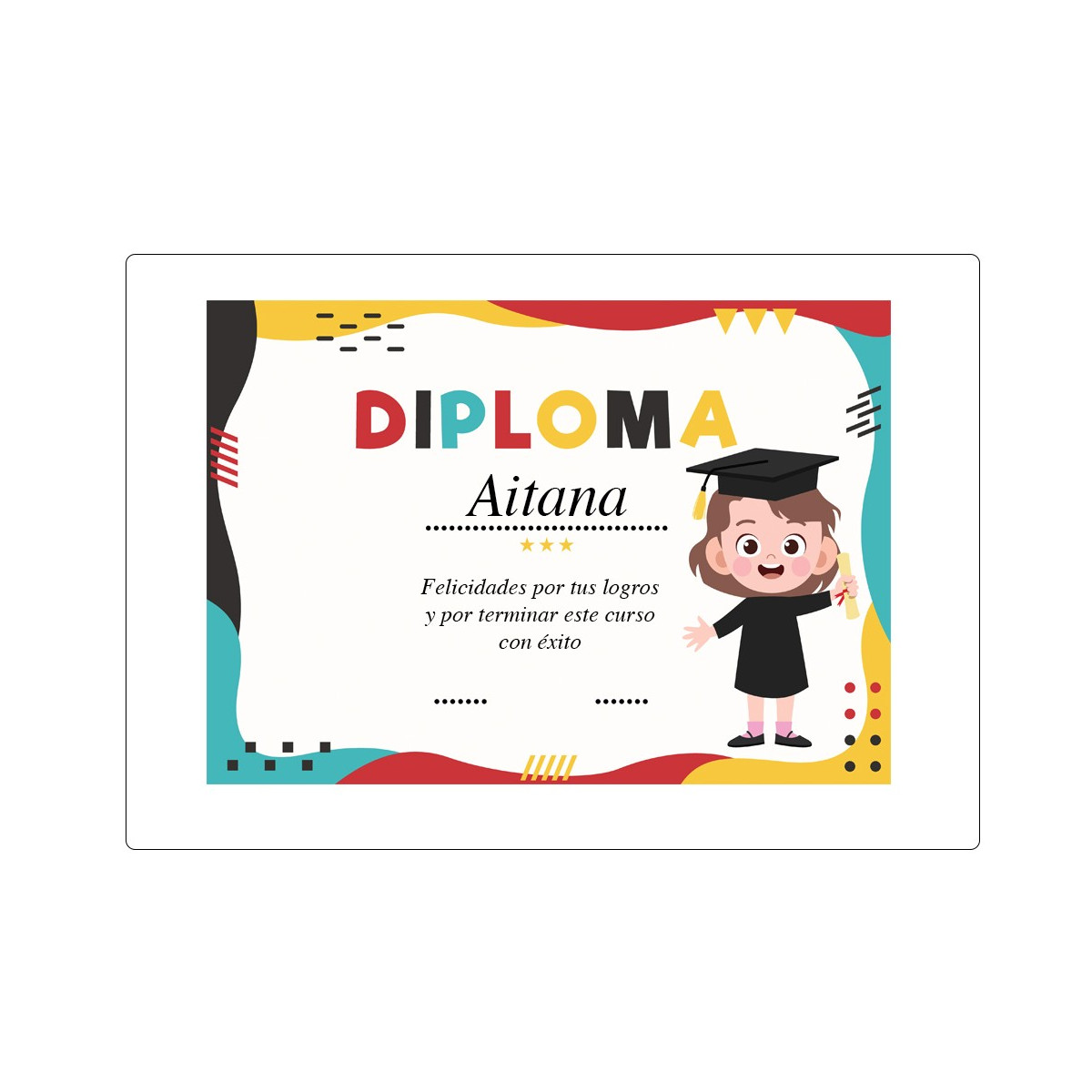 Diploma graduación niña personalizado