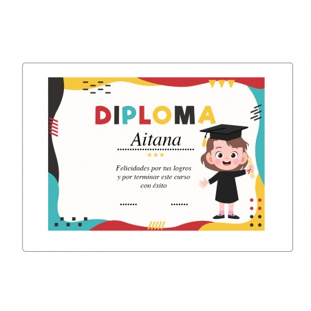 Diploma Graduación Niña Personalizado