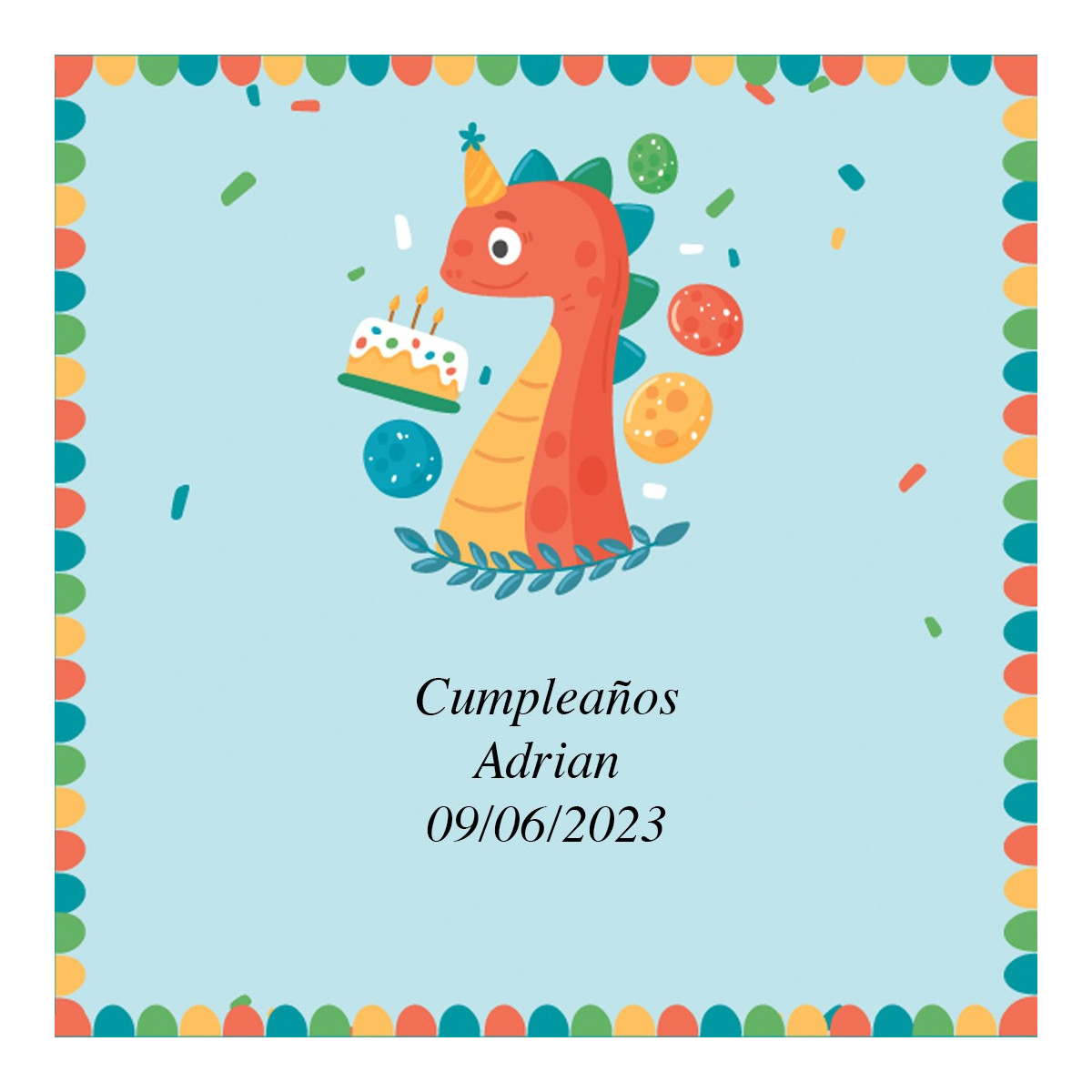 Adhesivo De Cumpleaños Diseño Dinosaurio De 5X5 Cm