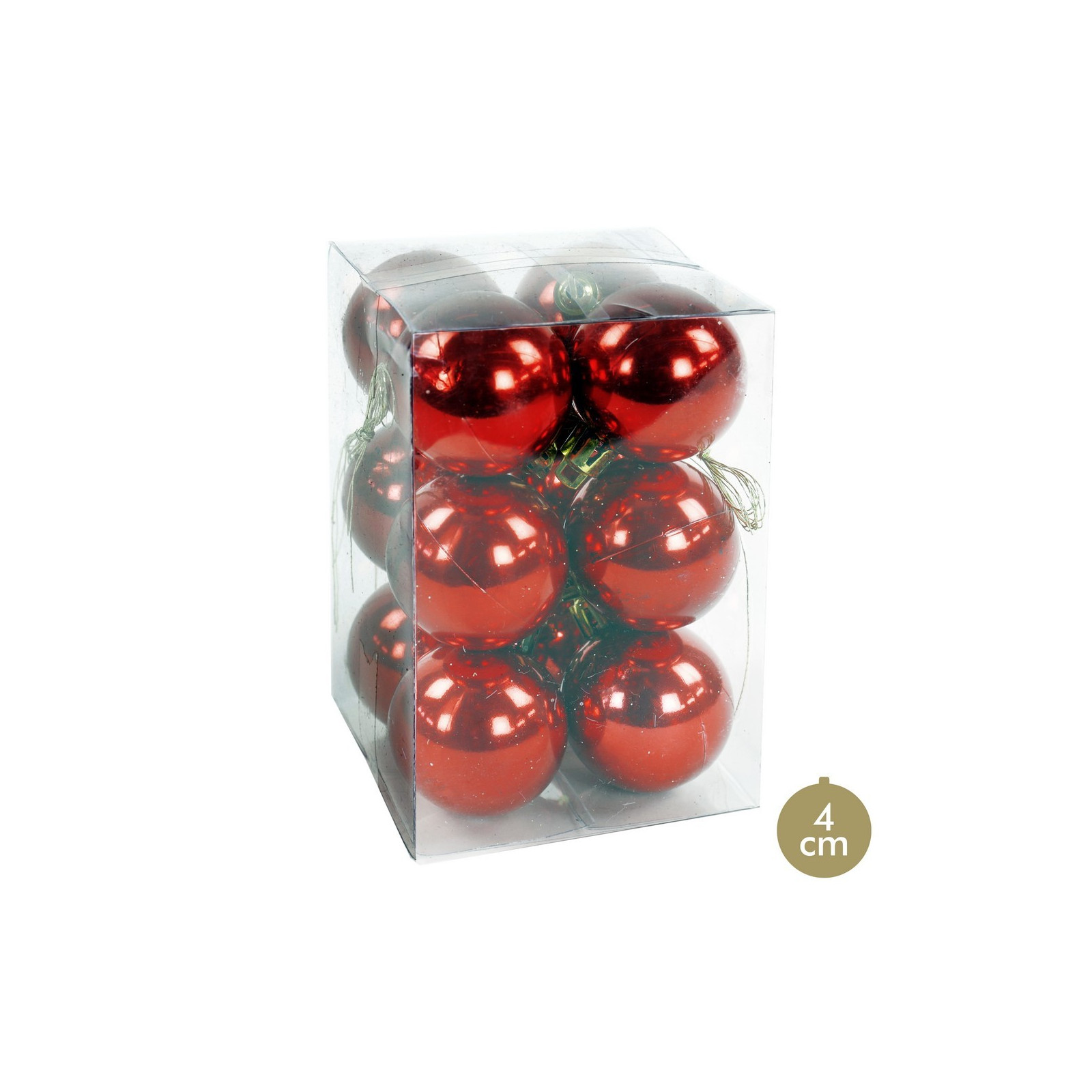 S 12 bolas perla plástico rojo 4 x 4 x 4 cm