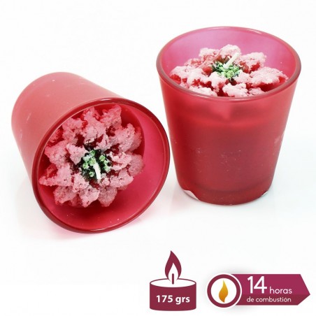 Vela Tarro Cristal Ponsetia Navidad 9 X 8,30 Cm