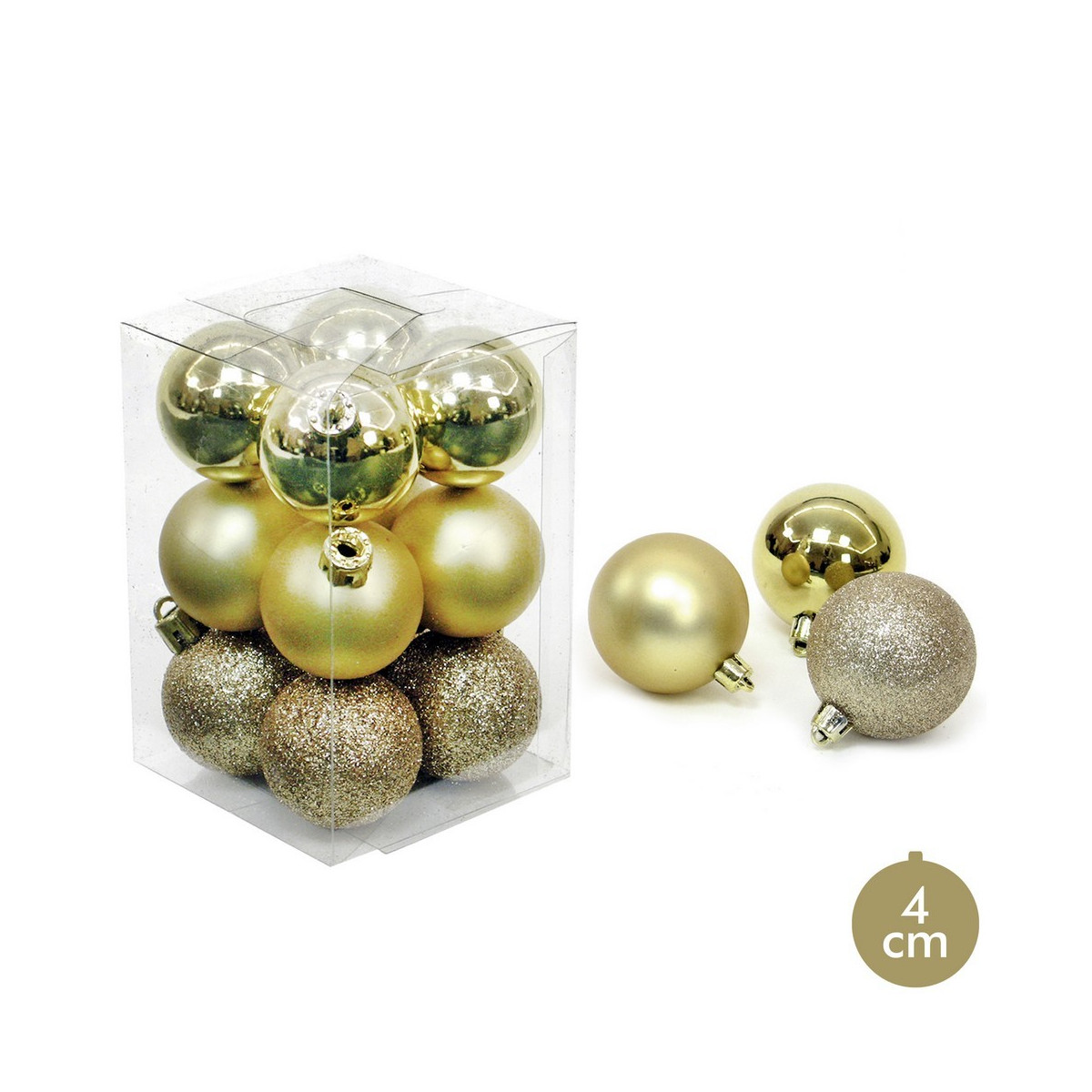 S 12 bola oro decoración navidad 4 x 4 x 4 cm