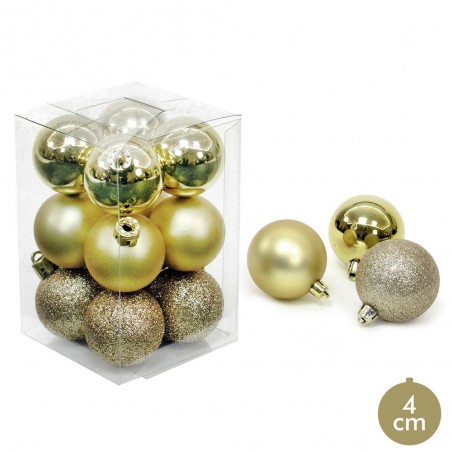 S 12 Bola Oro Decoración Navidad 4 X 4 X 4 Cm