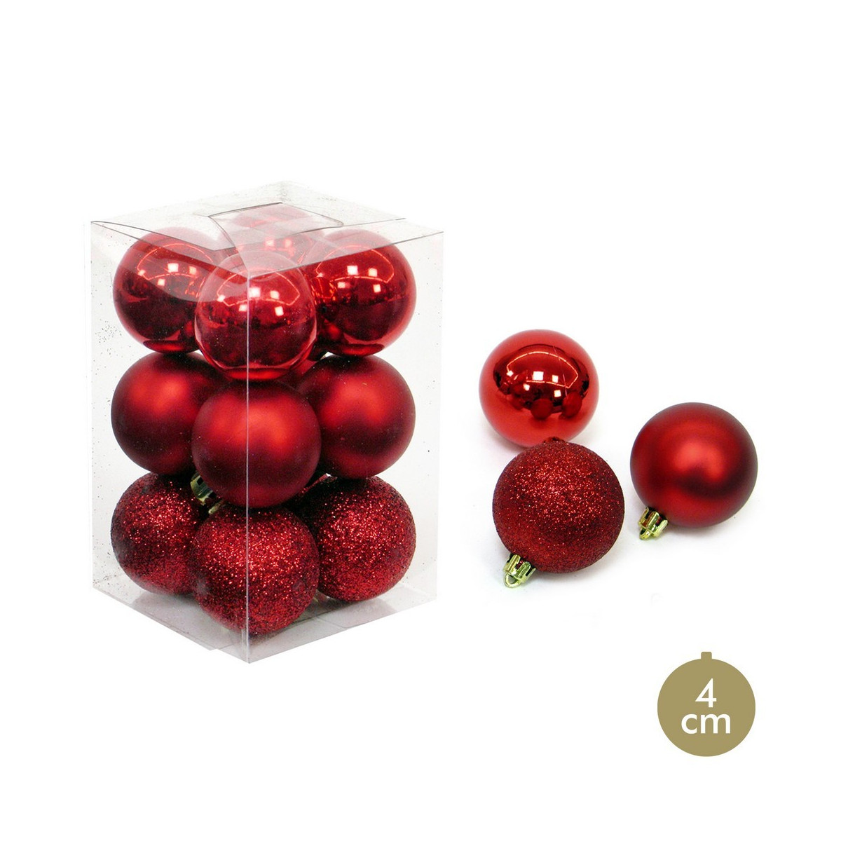 S 12 bola rojo decoración navidad 4 x 4 x 4 cm