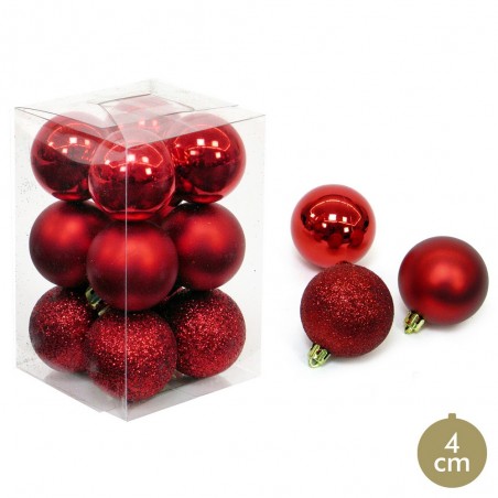 S 12 Bola Rojo Decoración Navidad 4 X 4 X 4 Cm