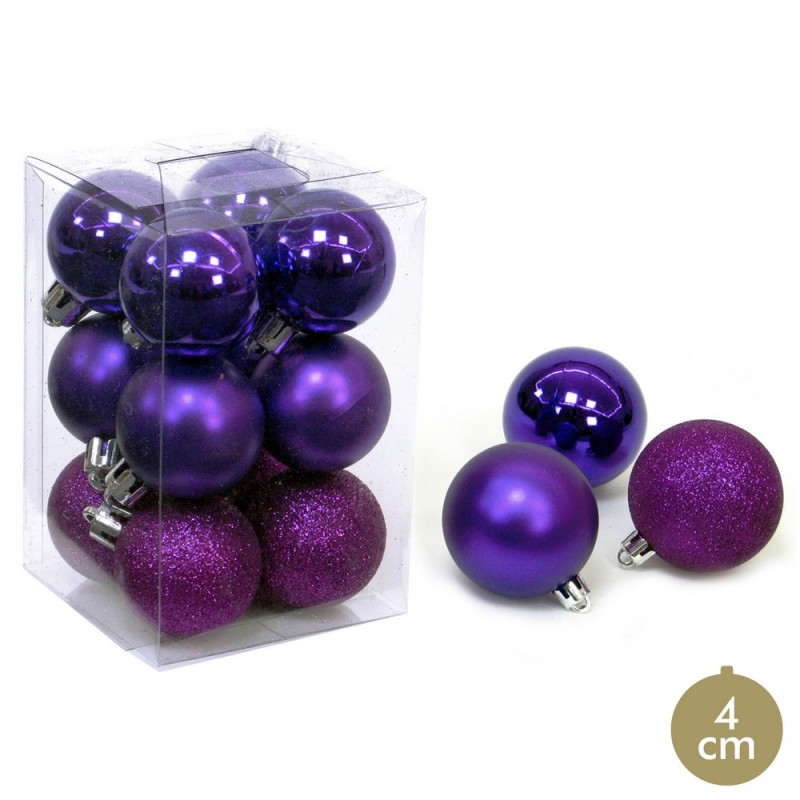 S 12 Bola Lila Decoración Navidad 4 X 4 X 4 Cm S 12 Bola Lila Decoración Navidad 4 X 4 X 4 Cm