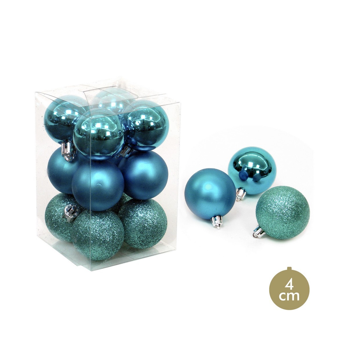S 12 bola azul decoración navidad 4 x 4 x 4 cm