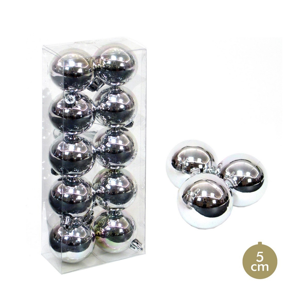 S 10 bola brillo plata 5 x 5 x 5 cm